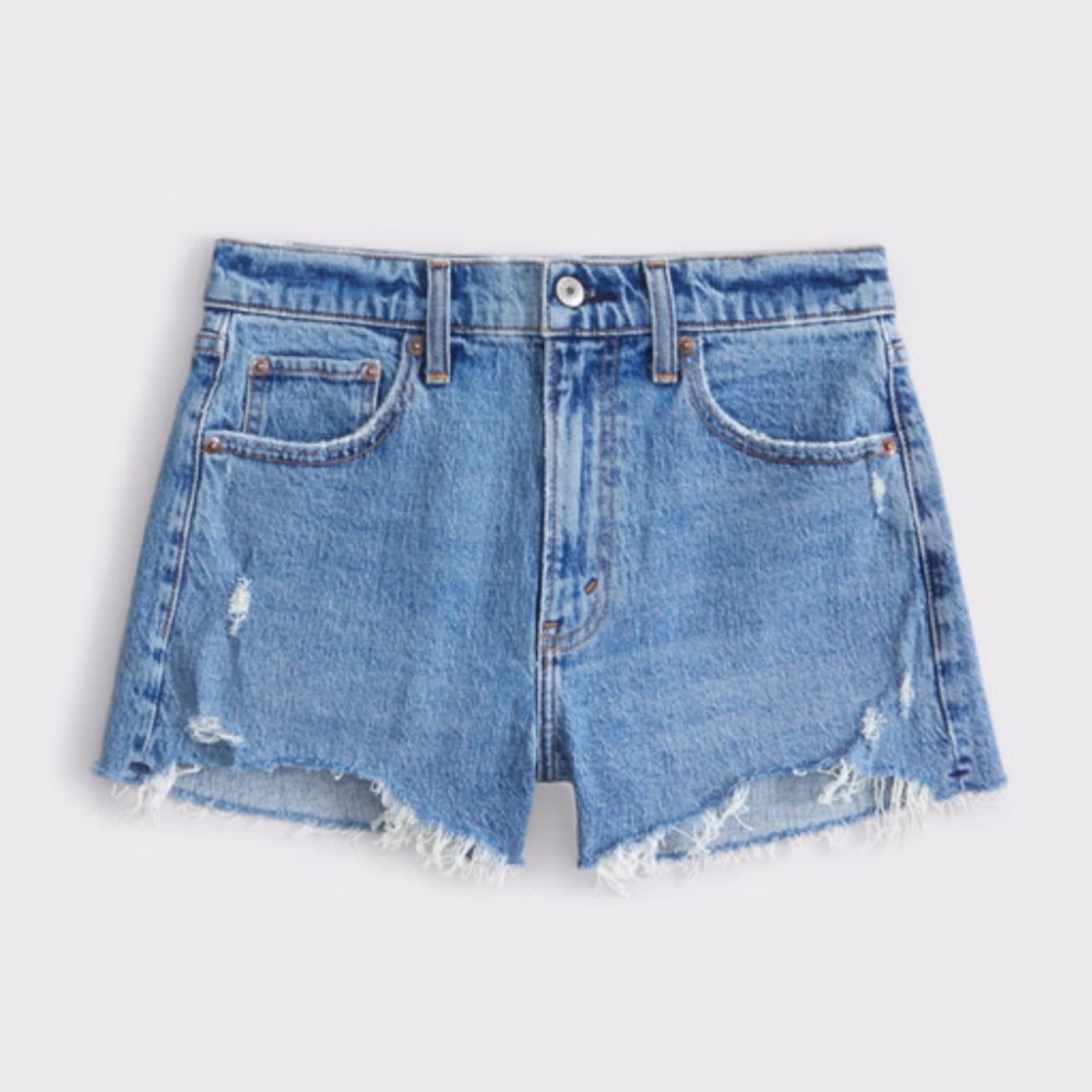 Abercrombie & Fitch Light Blue The Mom Short High Rise